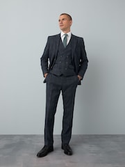 Azul - Pantalones de traje a cuadros ribeteados - Imagen 6 de 11