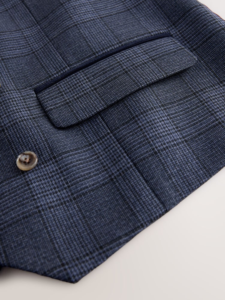 Blue Tailored Fit Trimmed Check Suit Waistcoat - Image 10 of 10 Blue Tailored Fit Trimmed Check Suit Waistcoat - Image 10 of 10