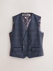 Azul - Chaleco con diseño de cuadros y ribetes para traje - Imagen 7 de 10