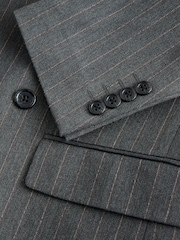 Grey Double Breasted Stripe Suit Jacket - Image 10 of 10