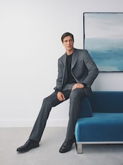 Grey Double Breasted Stripe Suit Jacket - Image 2 of 10