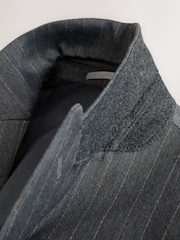 Grey Double Breasted Stripe Suit Jacket - Image 8 of 10