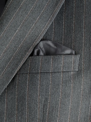 Grey Double Breasted Stripe Suit Jacket - Image 9 of 10