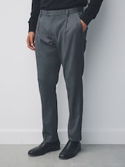 Grey Relaxed Fit Stripe Suit Trousers - Image 1 of 9