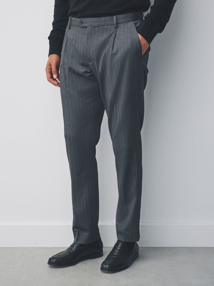 Grey Relaxed Fit Stripe Suit Trousers - Image 1 of 9