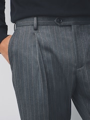 Grey Relaxed Fit Stripe Suit Trousers - Image 3 of 9