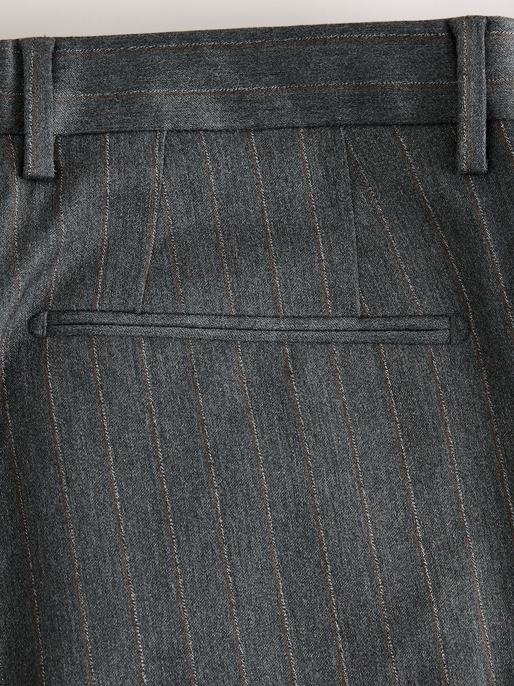 Grey Relaxed Fit Stripe Suit Trousers - Image 9 of 9