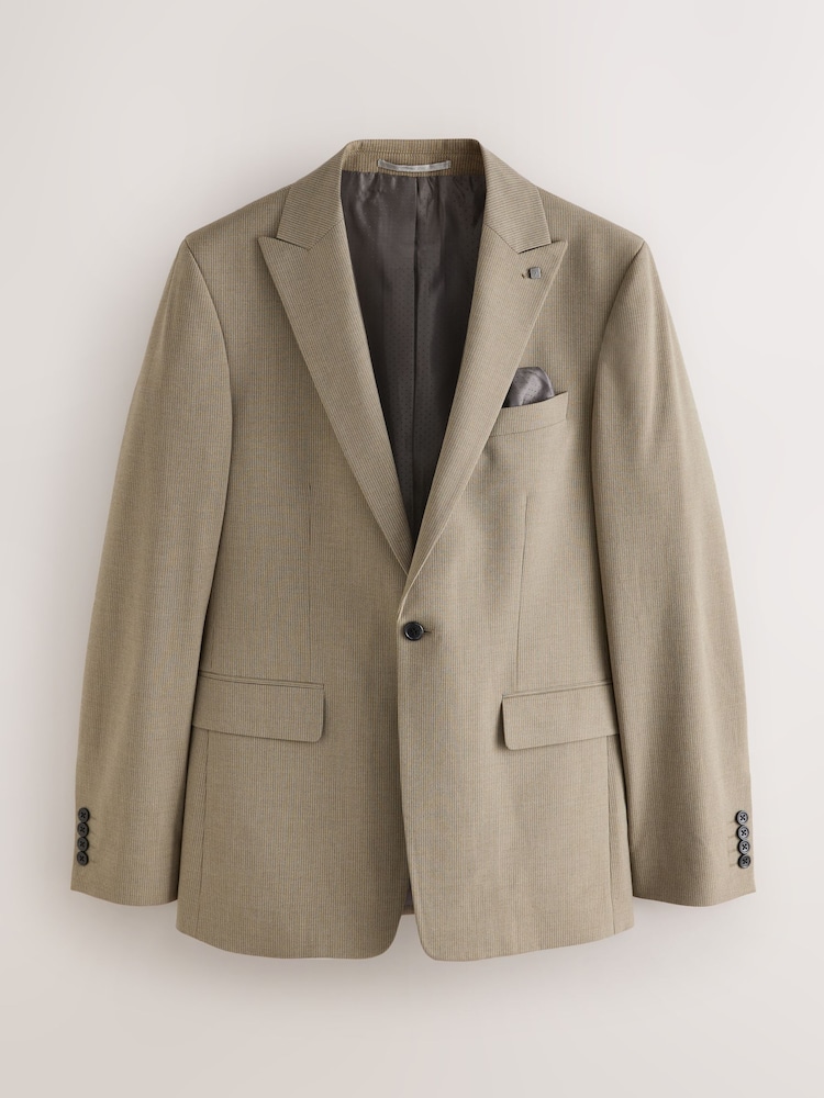 Taupe Slim Fit Striped Suit Jacket - Image 1 of 5