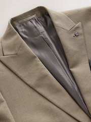 Taupe Slim Fit Striped Suit Jacket - Image 2 of 5
