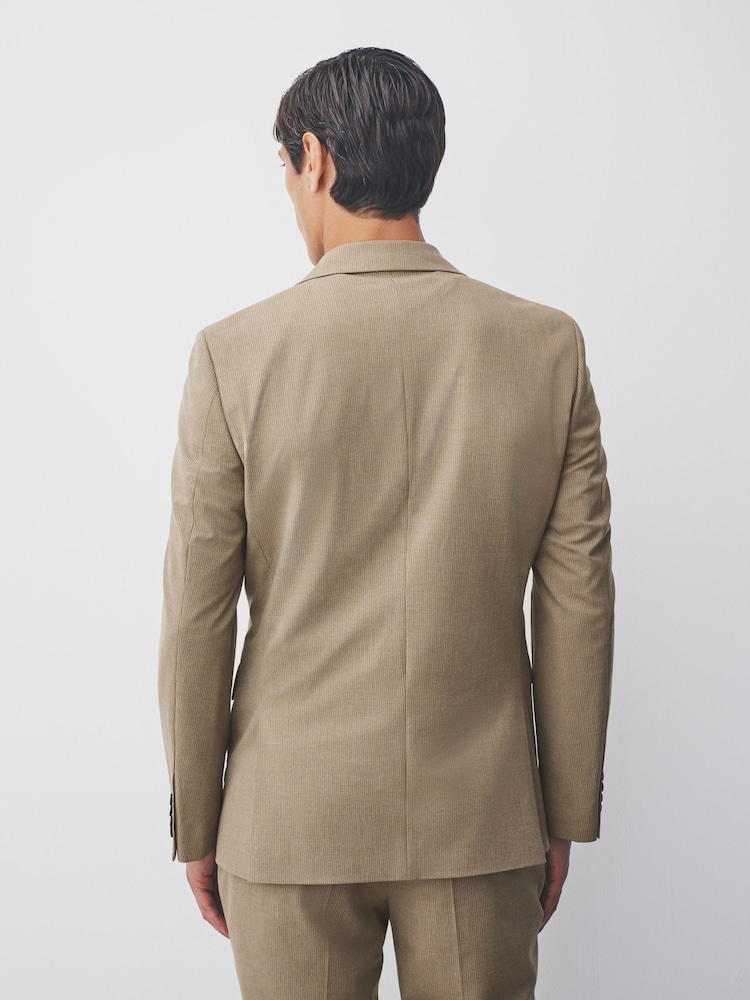 Taupe Slim Fit Striped Suit Jacket - Image 2 of 9 Taupe Slim Fit Striped Suit Jacket - Image 2 of 9