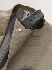 Taupe Slim Fit Striped Suit Jacket - Image 3 of 5