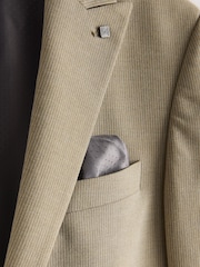 Taupe Slim Fit Striped Suit Jacket - Image 4 of 5