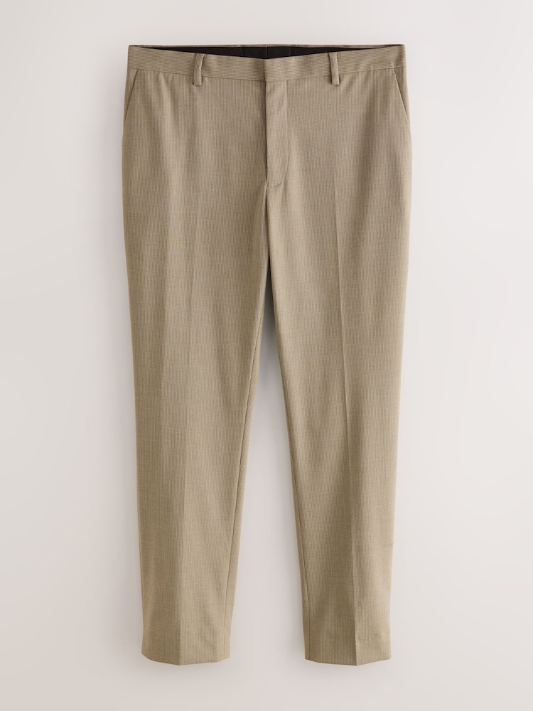 Taupe Slim Fit Striped Suit Trousers - Image 1 of 5