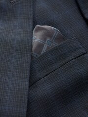 Navy Slim Fit Check Suit Jacket - Image 8 of 8
