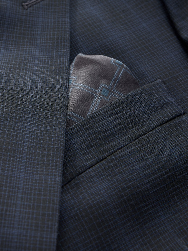 أزرق داكن أزرق - بذلة مربعات تلبيس ضيق: الجاكيت - صورة 9 من 9
