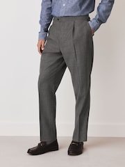 Grey Tailored Fit Wool Blend Check Suit Trousers - Image 1 of 9