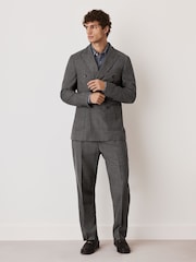 Grey Tailored Fit Wool Blend Check Suit Trousers - Image 2 of 9
