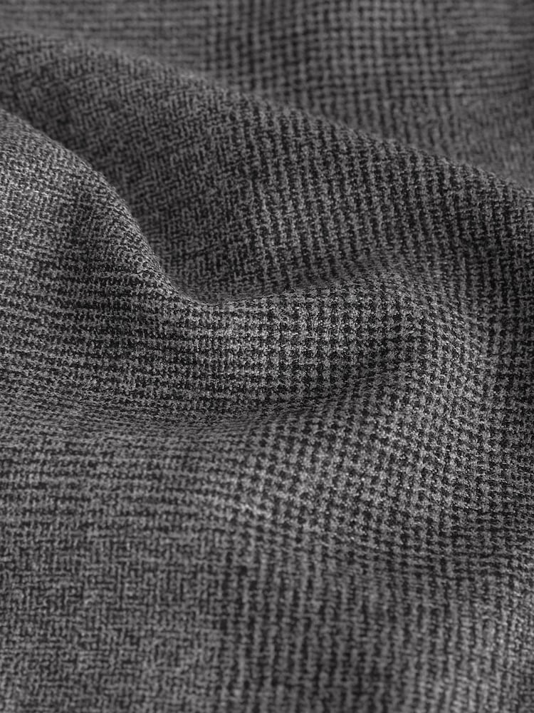 Grey Tailored Fit Wool Blend Check Suit Trousers - Image 9 of 9