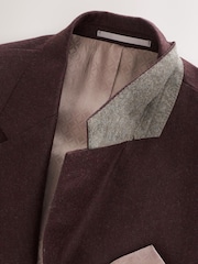 Burgundy Red Slim Fit Signature Zignone Flannel Suit Jacket - Image 9 of 10