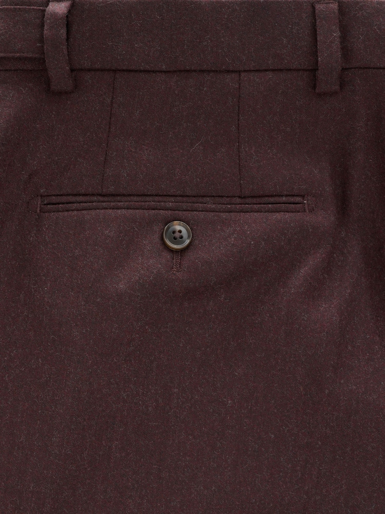 Burgundy Red Slim Fit Signature Zignone Flannel Suit Trousers - Image 8 of 8 Burgundy Red Slim Fit Signature Zignone Flannel Suit Trousers - Image 8 of 8