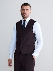 Burgundy Red Signature Zignone Flannel Suit Waistcoat - Image 1 of 4