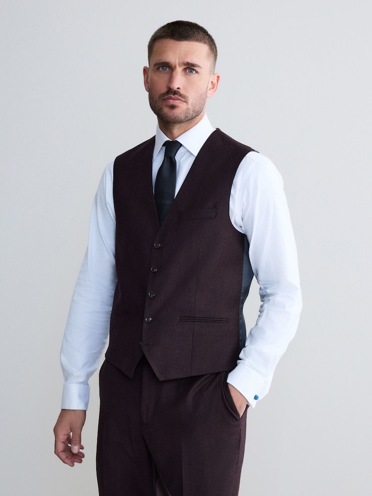 Burgundy Red Signature Zignone Flannel Suit Waistcoat - Image 1 of 4 Burgundy Red Signature Zignone Flannel Suit Waistcoat - Image 1 of 4