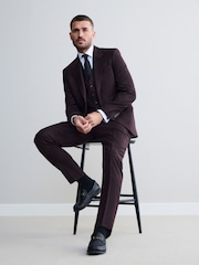 Burgundy Red Signature Zignone Flannel Suit Waistcoat - Image 2 of 4