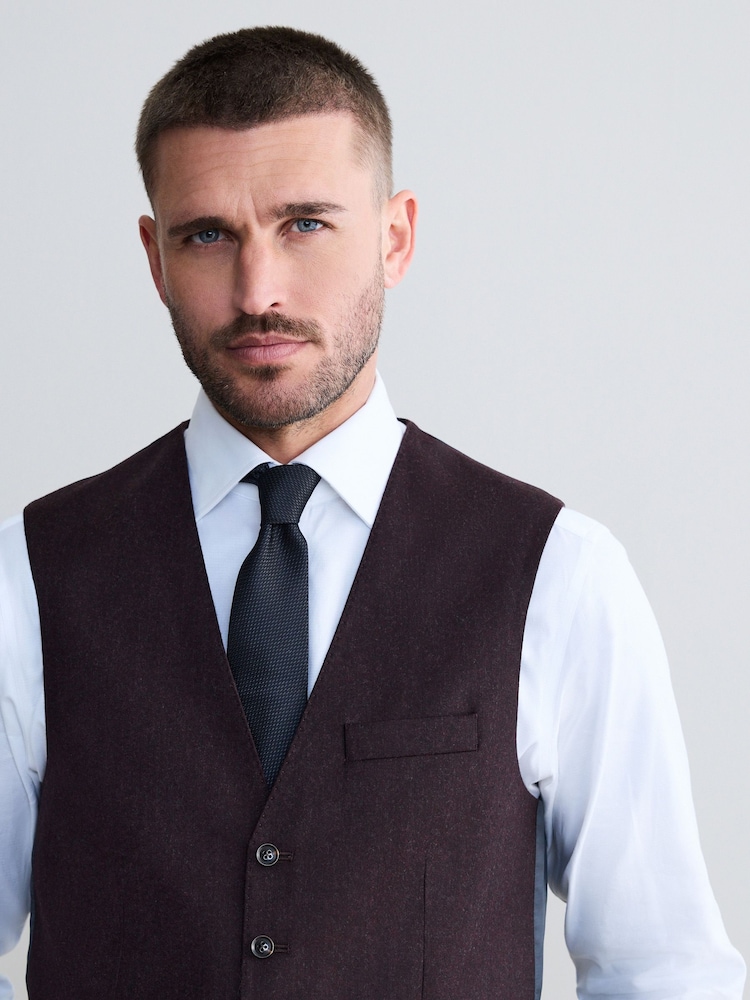 Burgundy Red Signature Zignone Flannel Suit Waistcoat - Image 4 of 4 Burgundy Red Signature Zignone Flannel Suit Waistcoat - Image 4 of 4