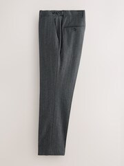 Charcoal Grey Regular Fit Signature Marzotto Herringbone Suit Trousers - Image 7 of 11