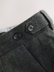 Charcoal Grey Regular Fit Signature Marzotto Herringbone Suit Trousers - Image 9 of 11