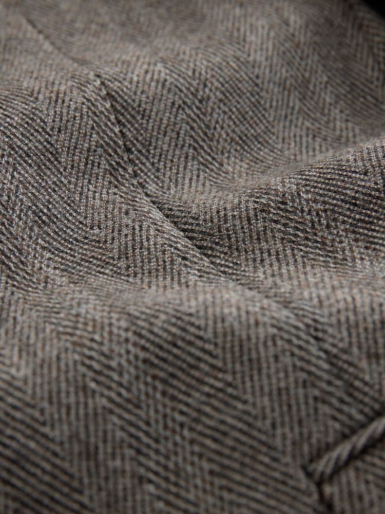 Taupe Double Breasted Signature Marzotto Herringbone Suit Jacket - Image 5 of 5