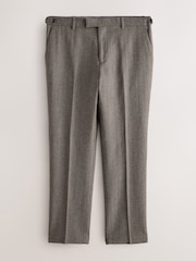 Taupe Tailored Fit Signature Marzotto Herringbone Suit Trousers - Image 1 of 5