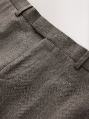 Taupe Tailored Fit Signature Marzotto Herringbone Suit Trousers - Image 3 of 5
