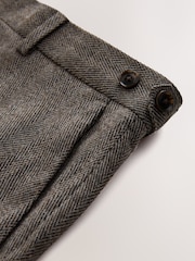 Taupe Tailored Fit Signature Marzotto Herringbone Suit Trousers - Image 4 of 5