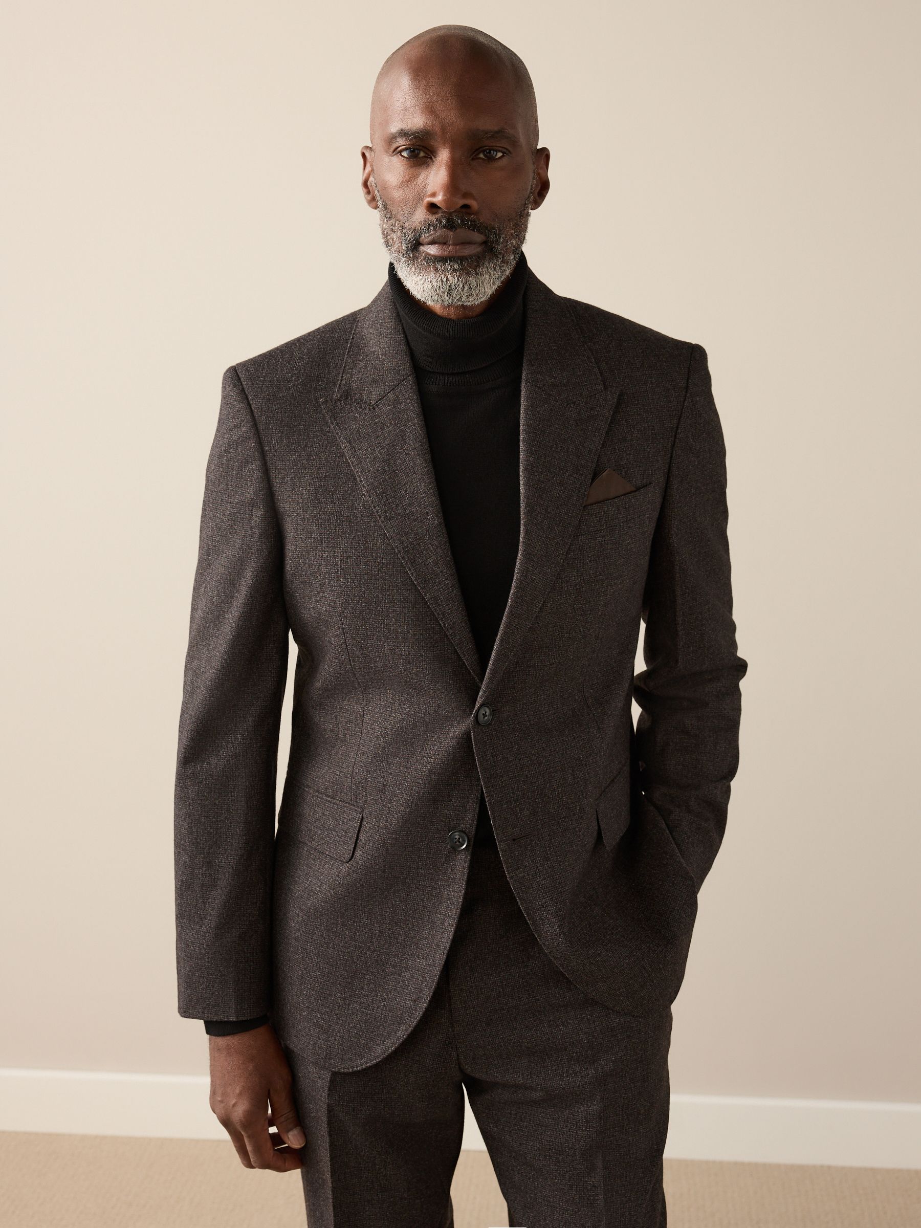 Buy Brown Slim Fit Signature Cerruti Italian Wool Puppytooth Suit