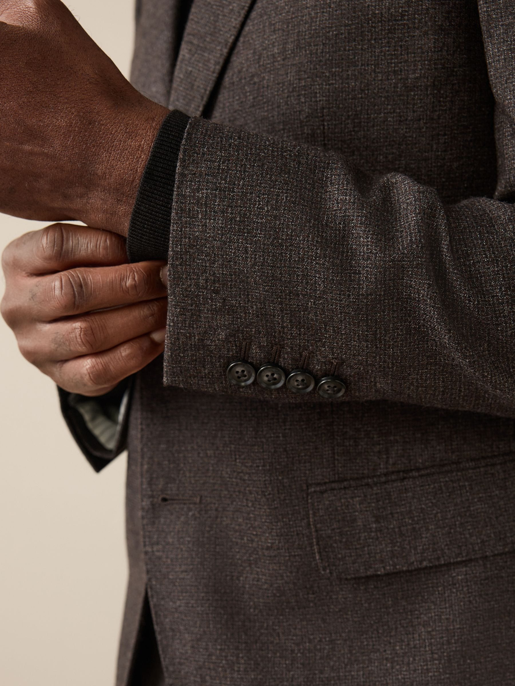 Buy Brown Slim Fit Signature Cerruti Italian Wool Puppytooth Suit