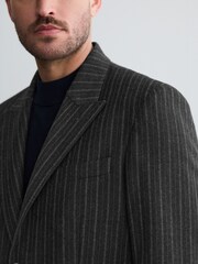 Charcoal Grey Tailored Fit Signature Stripe Empire Mills British 100% Wool Suit Trousers - Image 4 of 9