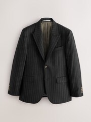 Charcoal Grey Tailored Fit Signature Stripe Empire Mills British 100% Wool Suit Trousers - Image 5 of 9