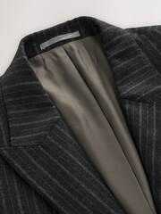 Charcoal Grey Tailored Fit Signature Stripe Empire Mills British 100% Wool Suit Trousers - Image 7 of 9