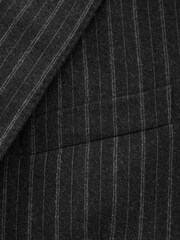 Charcoal Grey Tailored Fit Signature Stripe Empire Mills British 100% Wool Suit Trousers - Image 9 of 9