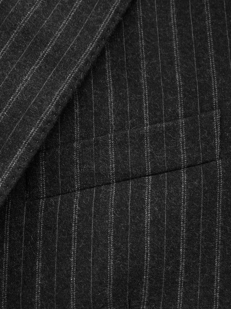 Charcoal Grey Tailored Fit Signature Stripe Empire Mills British 100% Wool Suit Trousers - Image 9 of 9