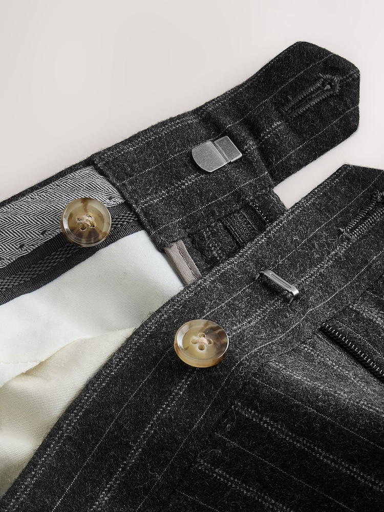 Charcoal Grey Tailored Fit Signature Stripe Empire Mills British Suit Trousers - Image 12 of 12 Charcoal Grey Tailored Fit Signature Stripe Empire Mills British Suit Trousers - Image 12 of 12
