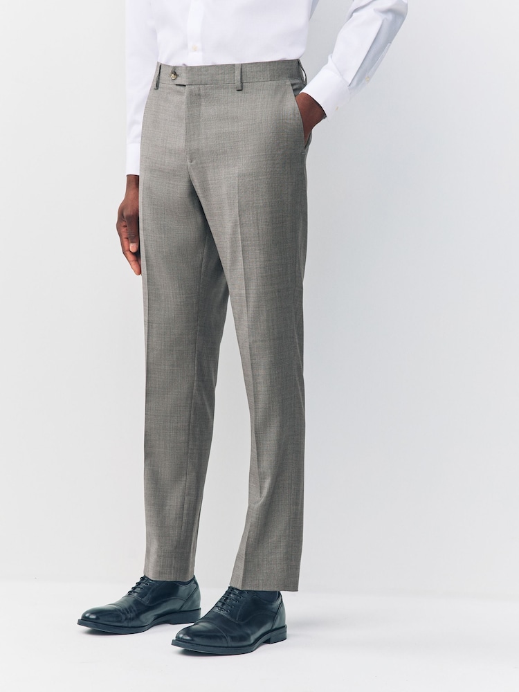 Brown Slim Fit Signature Cerutti 100% Wool Italian Fabric Suit Trousers - Image 1 of 10 Brown Slim Fit Signature Cerutti 100% Wool Italian Fabric Suit Trousers - Image 1 of 10