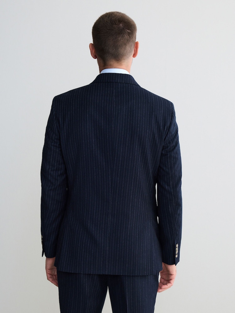 Navy Signature Stripe Empire Mills British 100% Wool Suit Jacket - Image 2 of 9