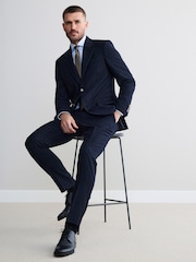 Navy Signature Stripe Empire Mills British 100% Wool Suit Jacket - Image 3 of 9