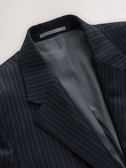 Navy Signature Stripe Empire Mills British 100% Wool Suit Jacket - Image 6 of 9