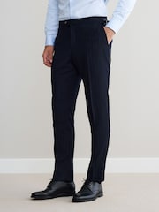 Navy Slim Fit Signature Stripe Empire Mills British 100% Wool Suit Trousers - Image 1 of 4
