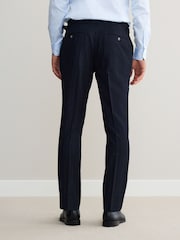 Navy Slim Fit Signature Stripe Empire Mills British 100% Wool Suit Trousers - Image 3 of 4