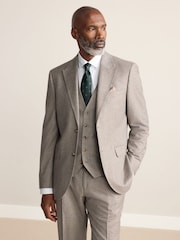 Neutral Tailored Fit Signature Marzotto 100% Italian Wool Check Suit Jacket - Image 1 of 4