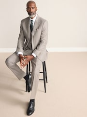 Neutral Tailored Fit Signature Marzotto 100% Italian Wool Check Suit Jacket - Image 2 of 4